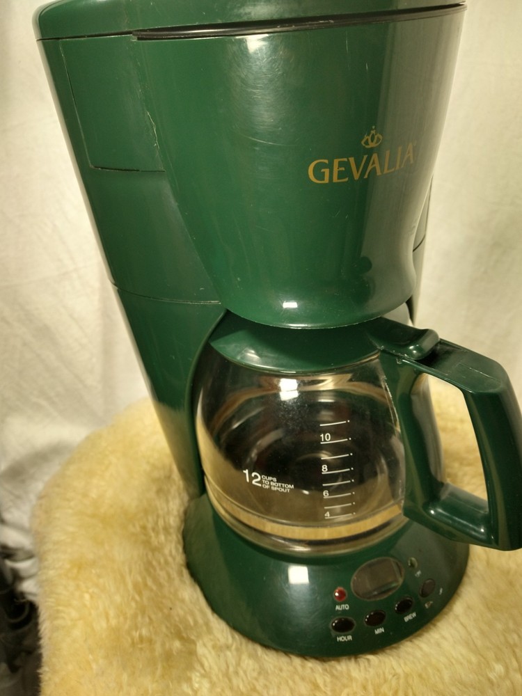 GEVALIA 12 CUP PROGRAMMABLE COFFEEMAKER COFFEE BREWER GREEN - GOOD CONDITION