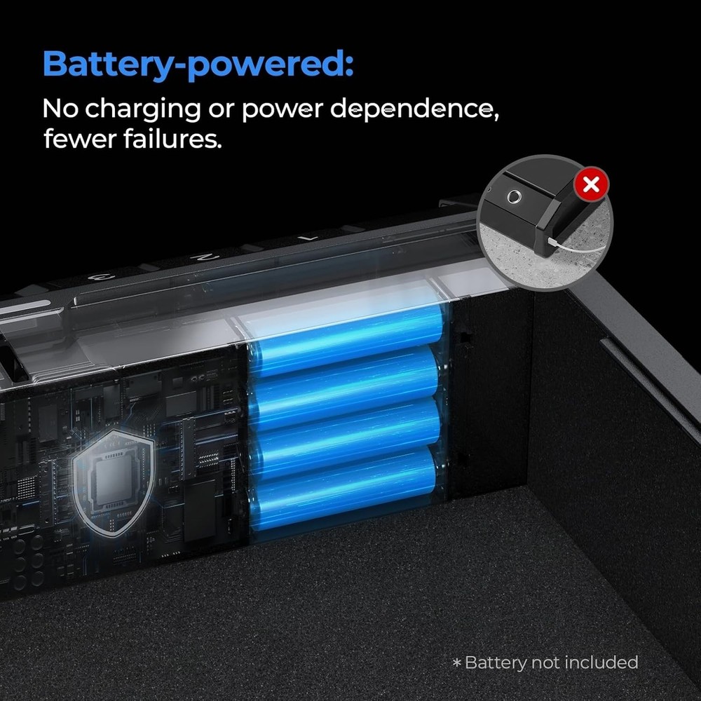 Quick Access Biometric Handgun Safe with Security Cable & Low Battery Warning