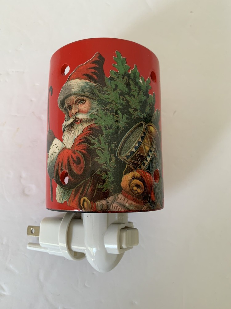 Christmas Santa/Tree Red Round Nightlight Plug in Ceramic
