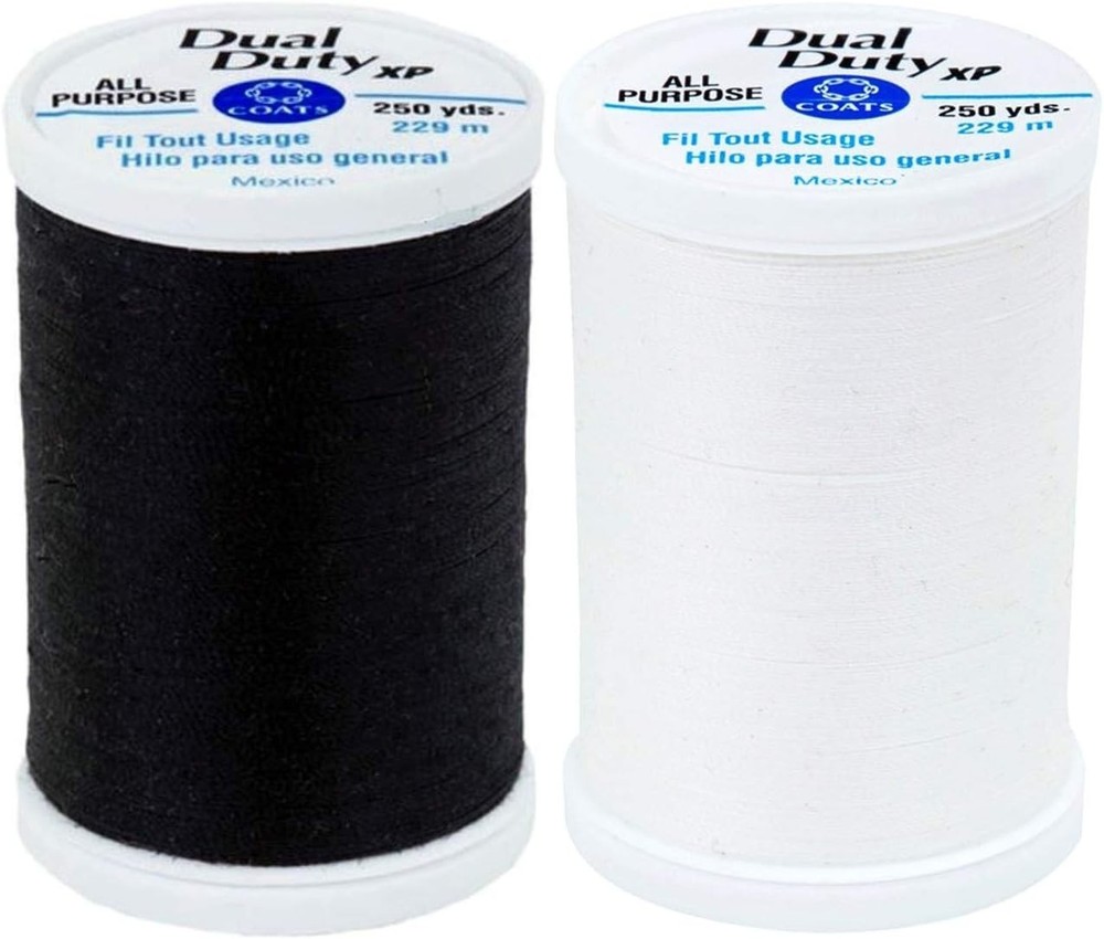Polyester Sewing Thread Bundle 2 Pack 250 Yards Black and White for All Machines