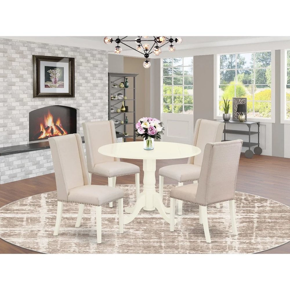 Dining Room Set Linen White, DLFL5-WHI-01