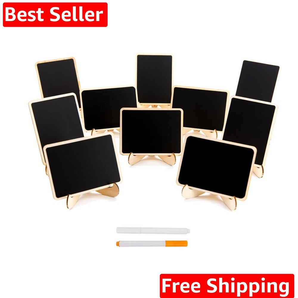 10 Pack Mini Chalkboards Signs with Easel Stand, Small Rectangle Chalkboards ...