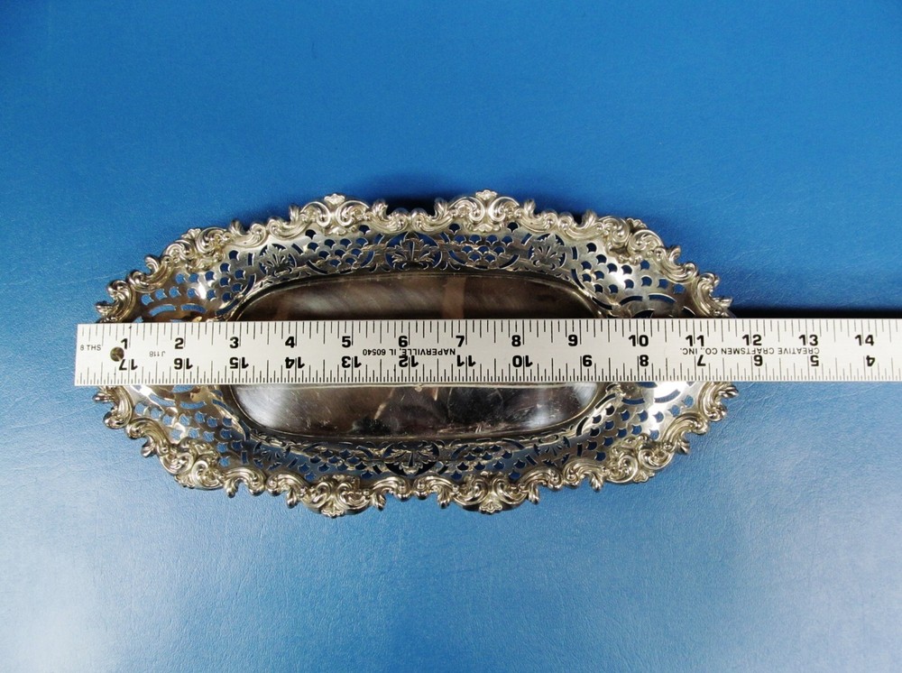 Lovely Scroll By Durgin Sterling Silver Bread Tray. 321.1 Grams