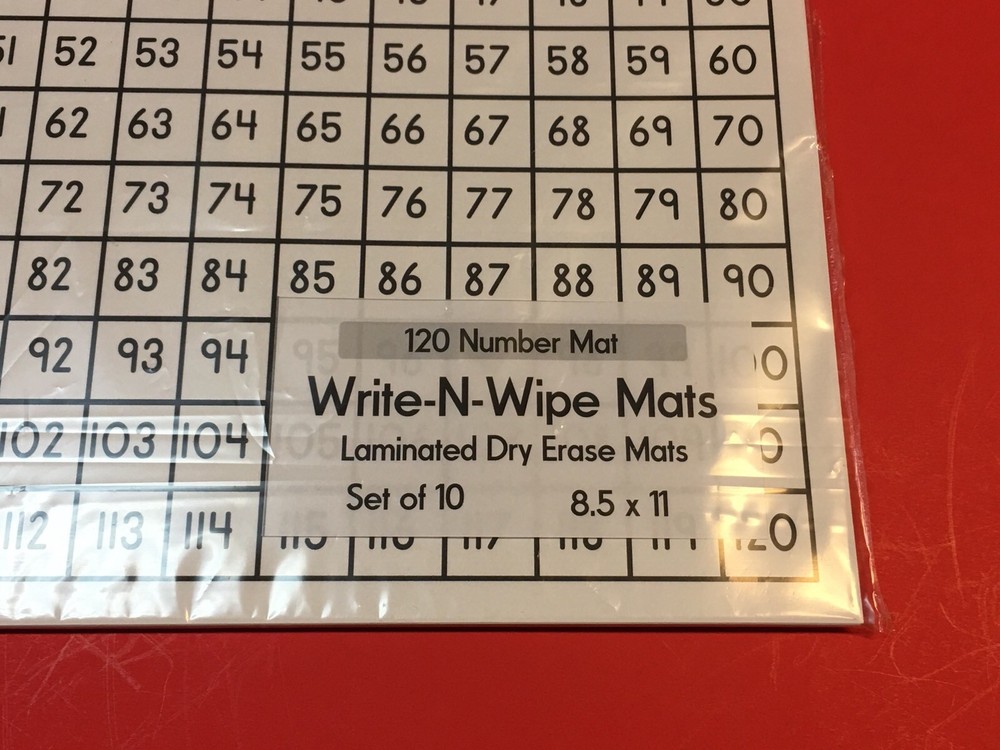 120 Number Mat - Laminated Dry Erase Mats