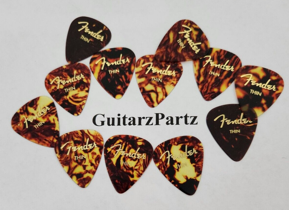 FENDER THIN GUITAR PICKS Classic Brown shell  351 celluloid 12 picks #102