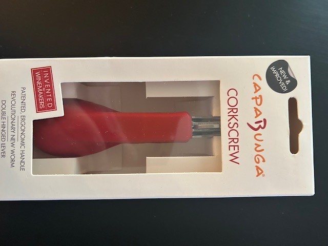 Capabunga Corkscrew Wine Opener Bottle red ergonomic handle double-hinged NIB