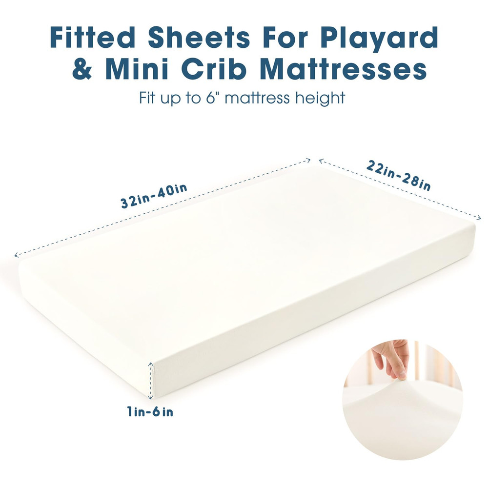 Mini Crib Sheets Fitted, Pack and Play Sheets 2 Pack, Ultra Soft Stretchy Pack N