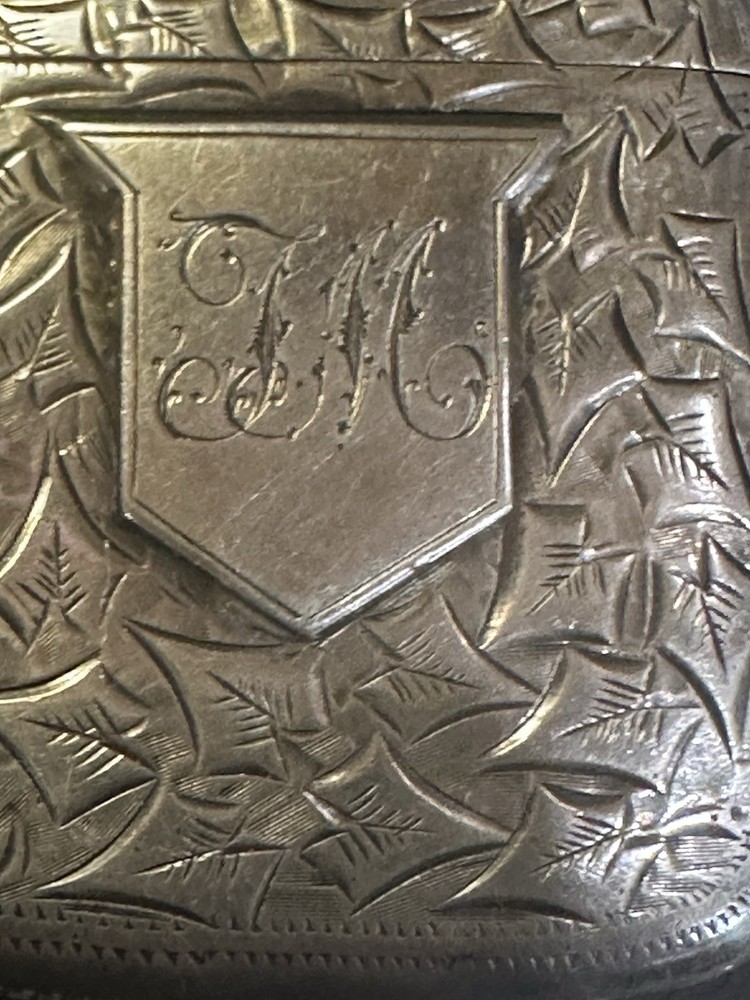 Antique Birmingham Sterling Silver Scroll Etched Vesta Match Safe Case