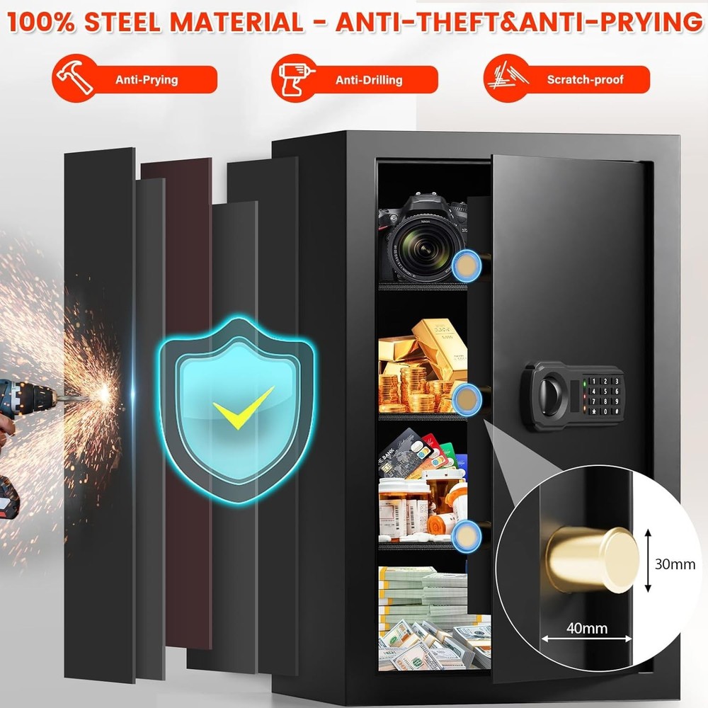 4.5 Cubic Large Fireproof Safe Box with Fireproof Document Bag, Personal Securit