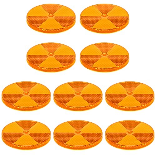 10 Pack Front Round Reflector for Driveway Fence Gate Posts Trailers Yellow