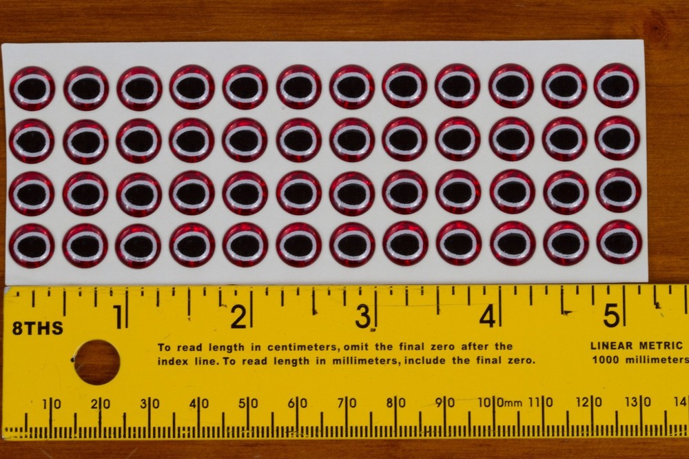 Erleng's Dome Eyes 3/8" - 48 pkg. Red - Black/White Pupil