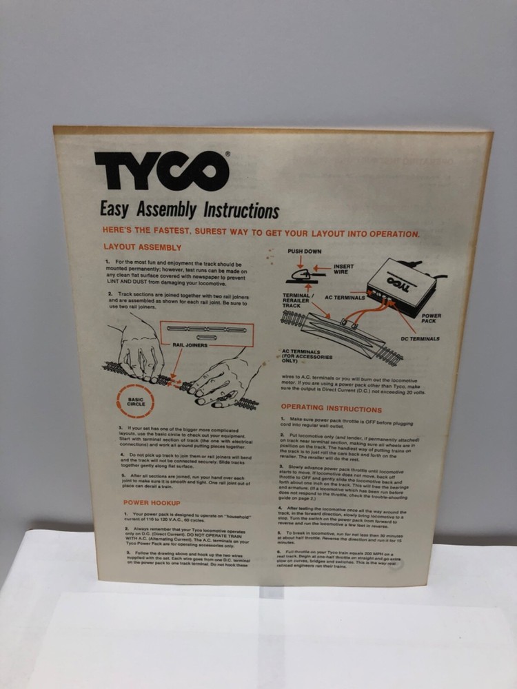 3-Pack Vintage Tyco Documents Set - See Description for Document Titles