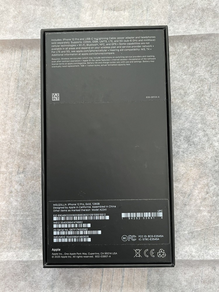 iPhone 12 Pro Gold 128gb Empty Box Apple