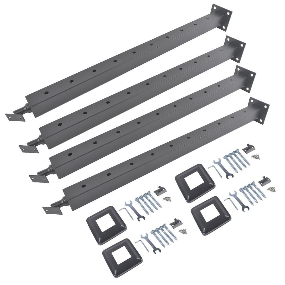 4Pack Black 35" Corner Cable Railing Post - Stainless Steel Surface Mount Kit