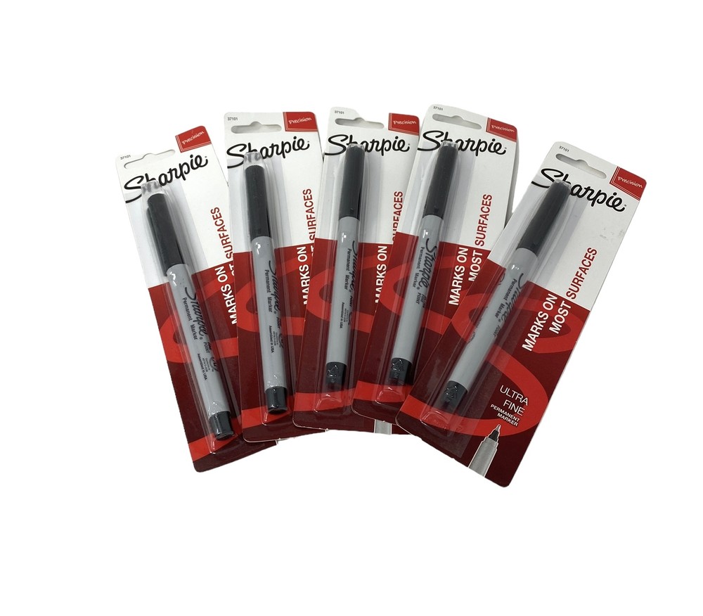 Sharpie Permanent Marker, Ultra Fine Point, Black, 5 Counts