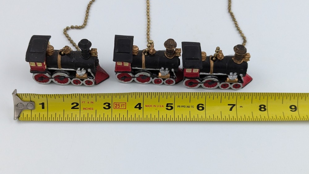 Train Locomotive Ceiling Fan Light Pull Set of 3 - as is