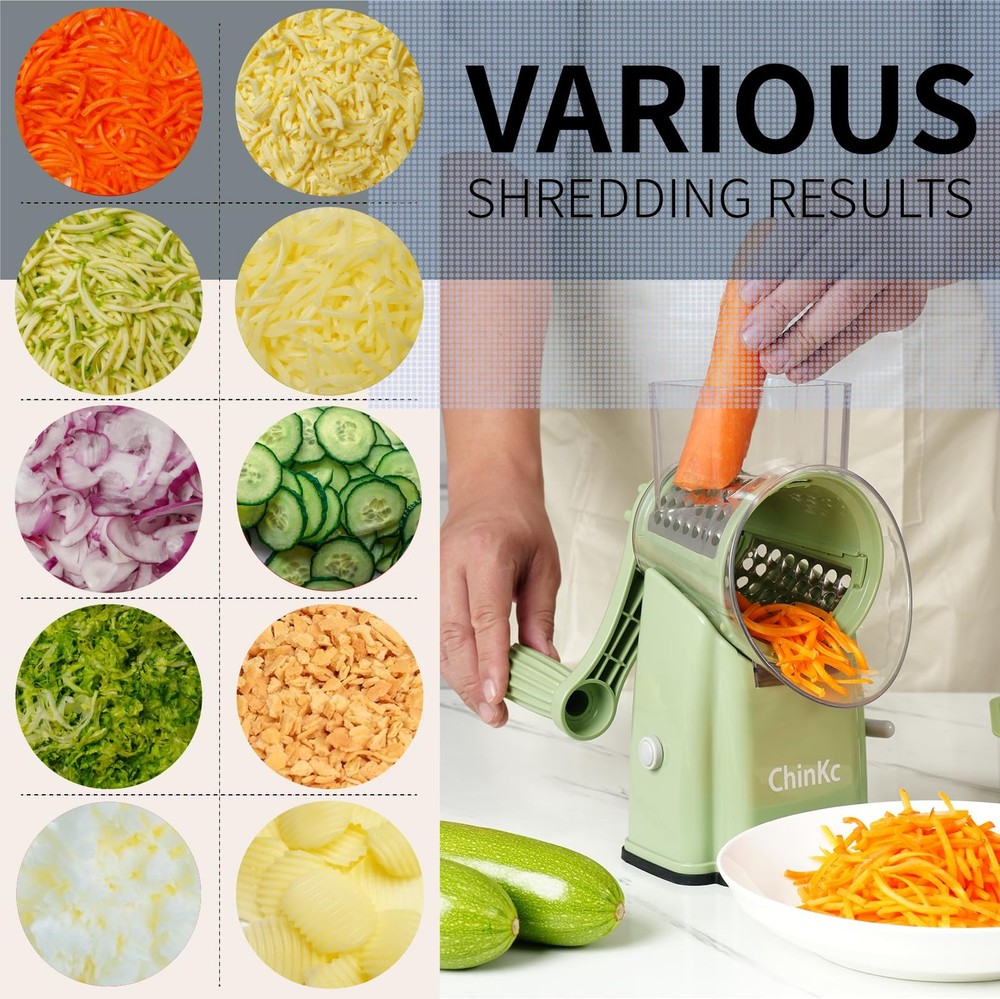 Upgrade Rotary Cheese Grater Shredder with Handle, Strong Suction Base, Multi...