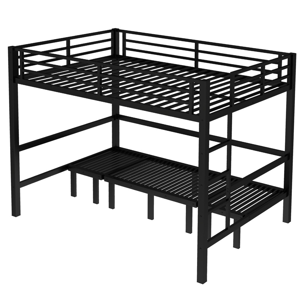Queen over Queen Size Bed pull-out Metal Bunk Bed,lower bunk can be pulled out