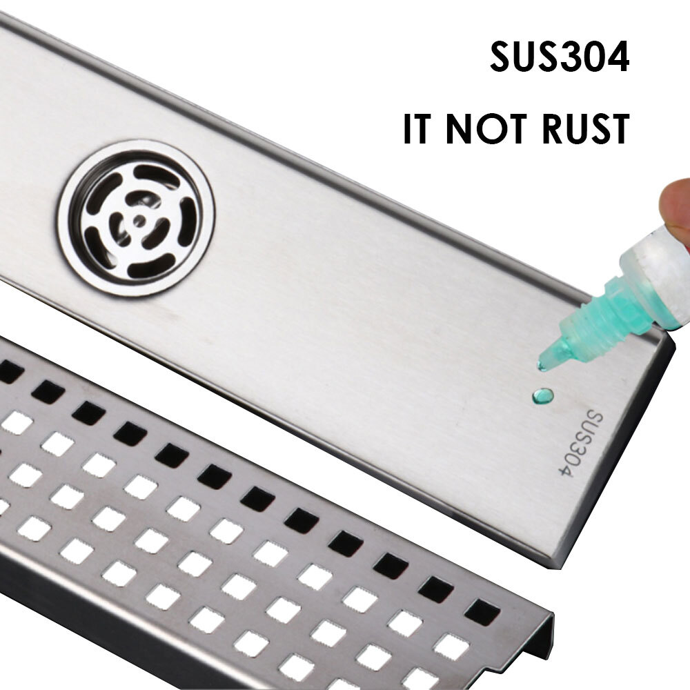 1 Pack Stainless Steel Invisible Linear Shower Floor Drain Bathroom Rectangular