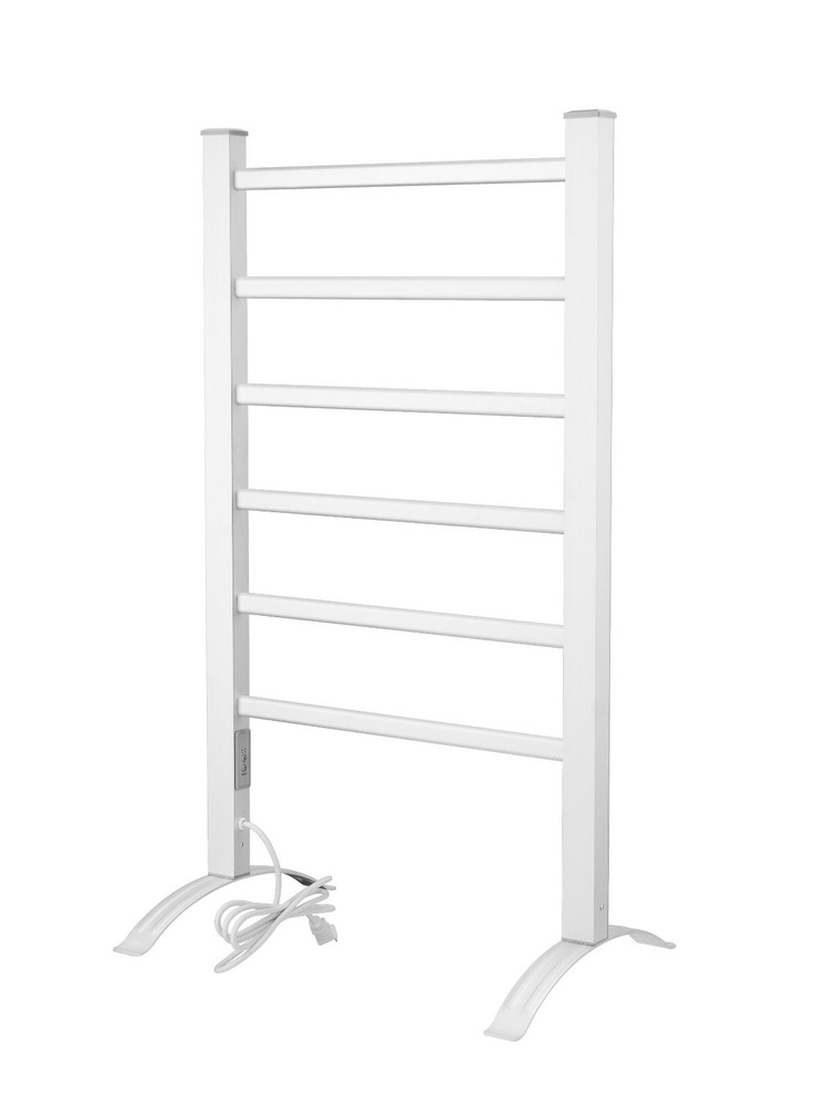 Opened Heat Rails Silver Chrome Brushed Towel Warming Drying Rack on Stands