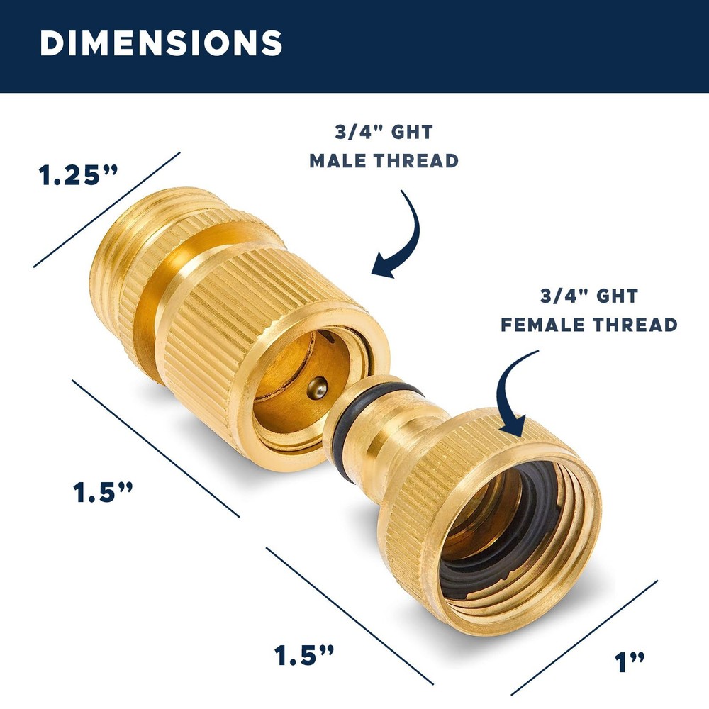 Morvat Brass Quick Connect Hose Fittings for Source Connections, 6 Pack