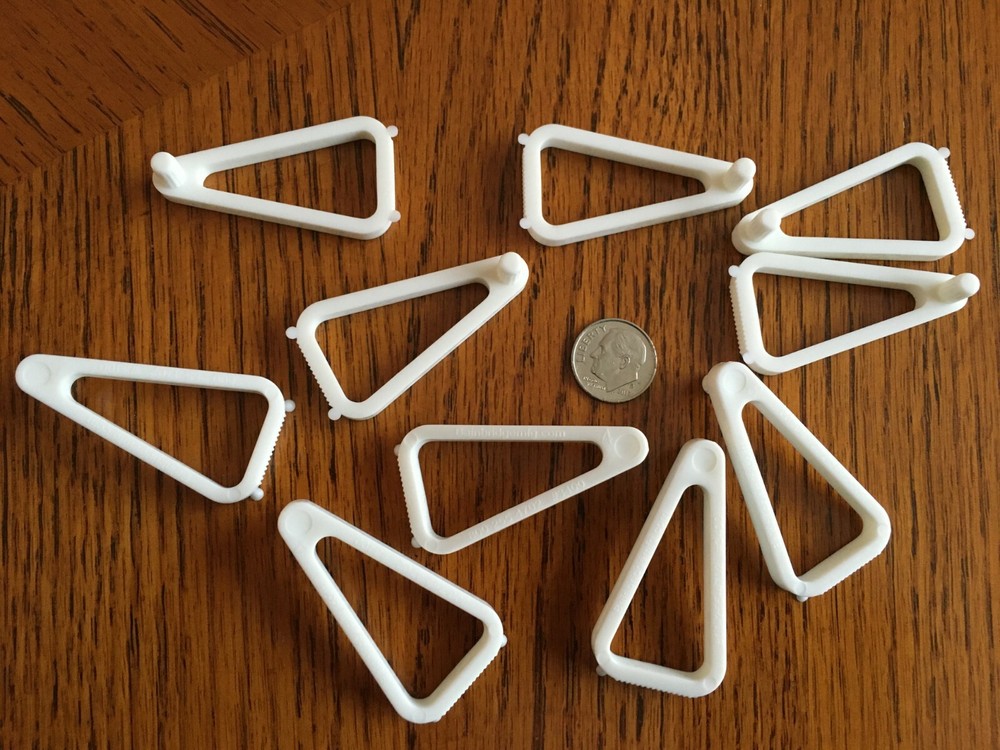 10 Rigid plastic shelf hold down clip 5mm peg designed for 3/4" thick shelving