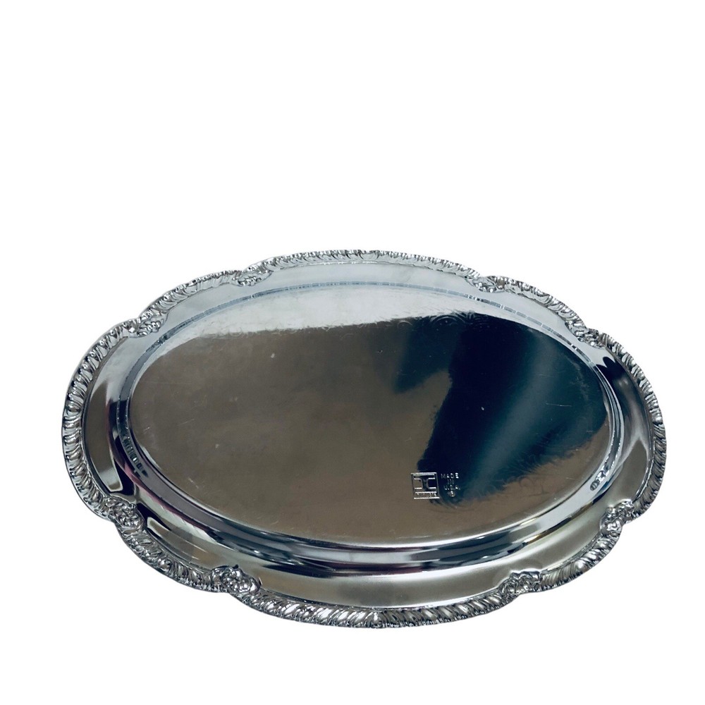 Vintage Irvanware 1970's Silver Etched Creamer Sugar Dish With Tray