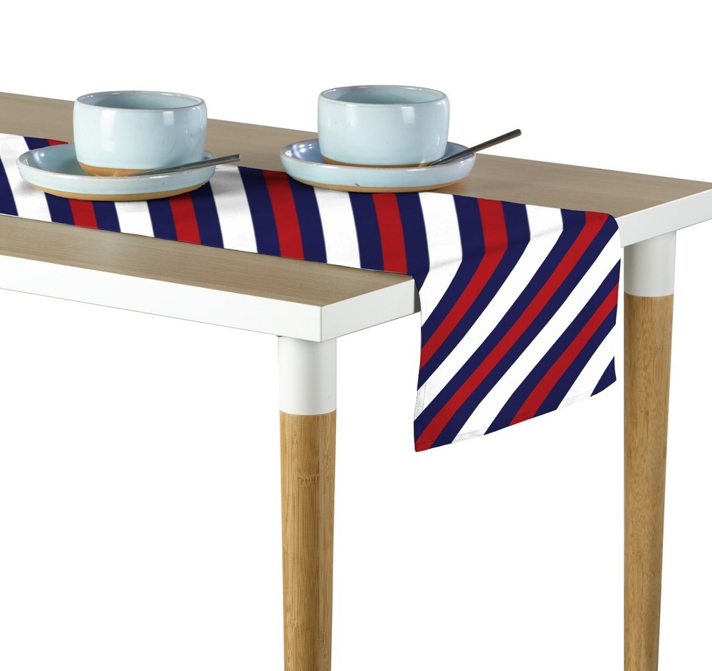 Red & Blue Nautical Diagonal Stripe Table Runners - 12"x72" or 14"x108"
