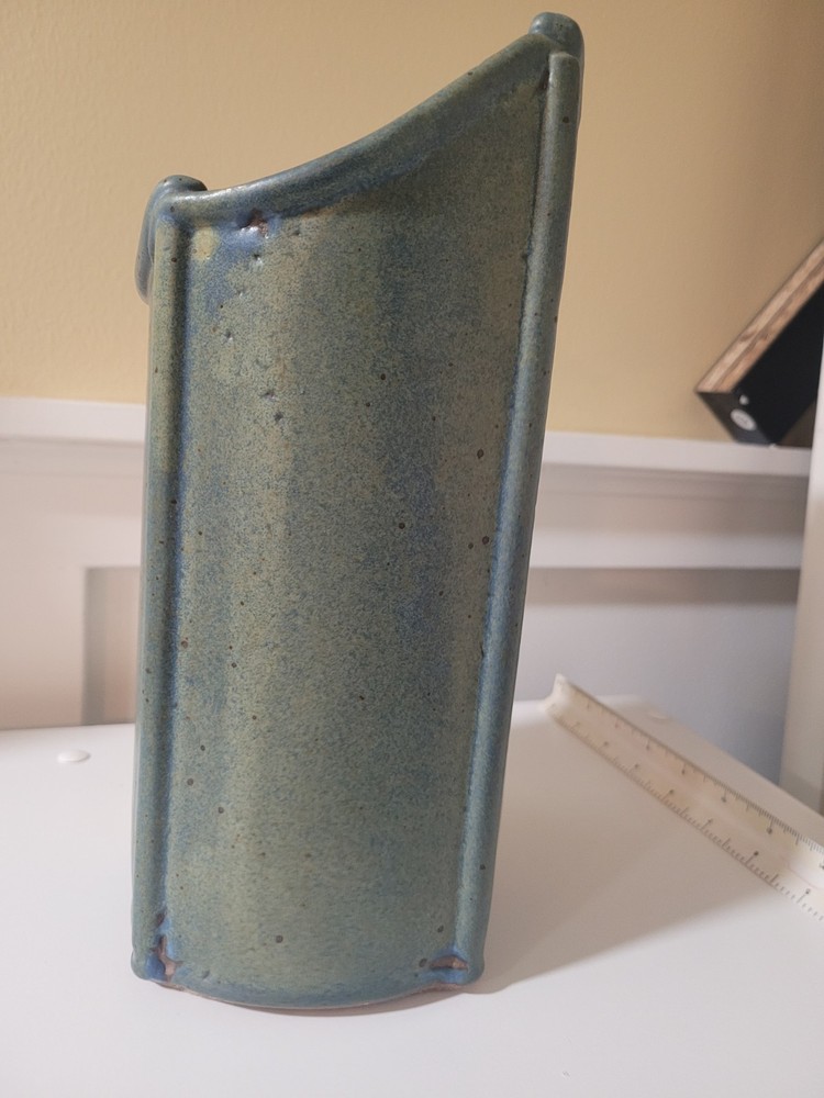 Hand Made Pottery Vessel 10" Beige Stoneware