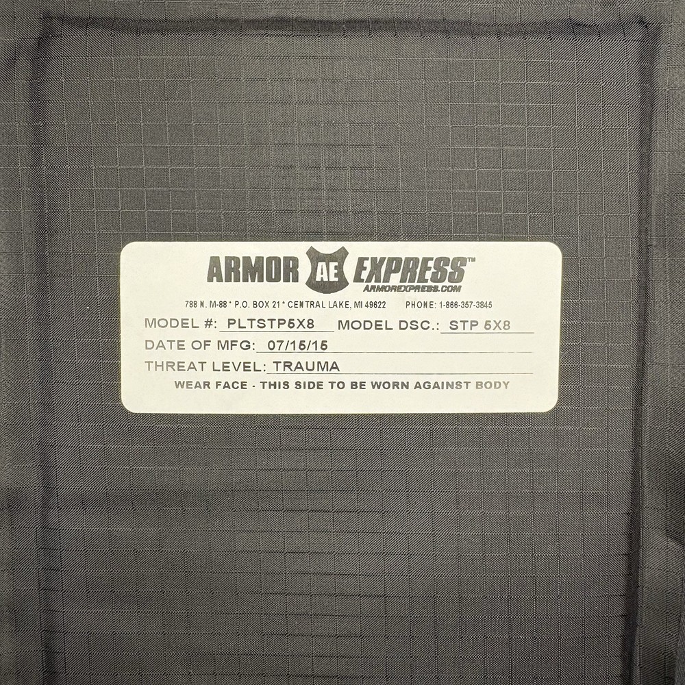Armor Express Trauma Pad 5x8 Model STP Soft Black Impact Panel Body Armor