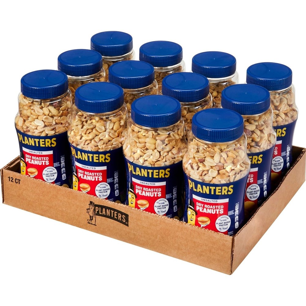 Unsalted Dry Roasted Peanuts 16 oz (12-Pack)