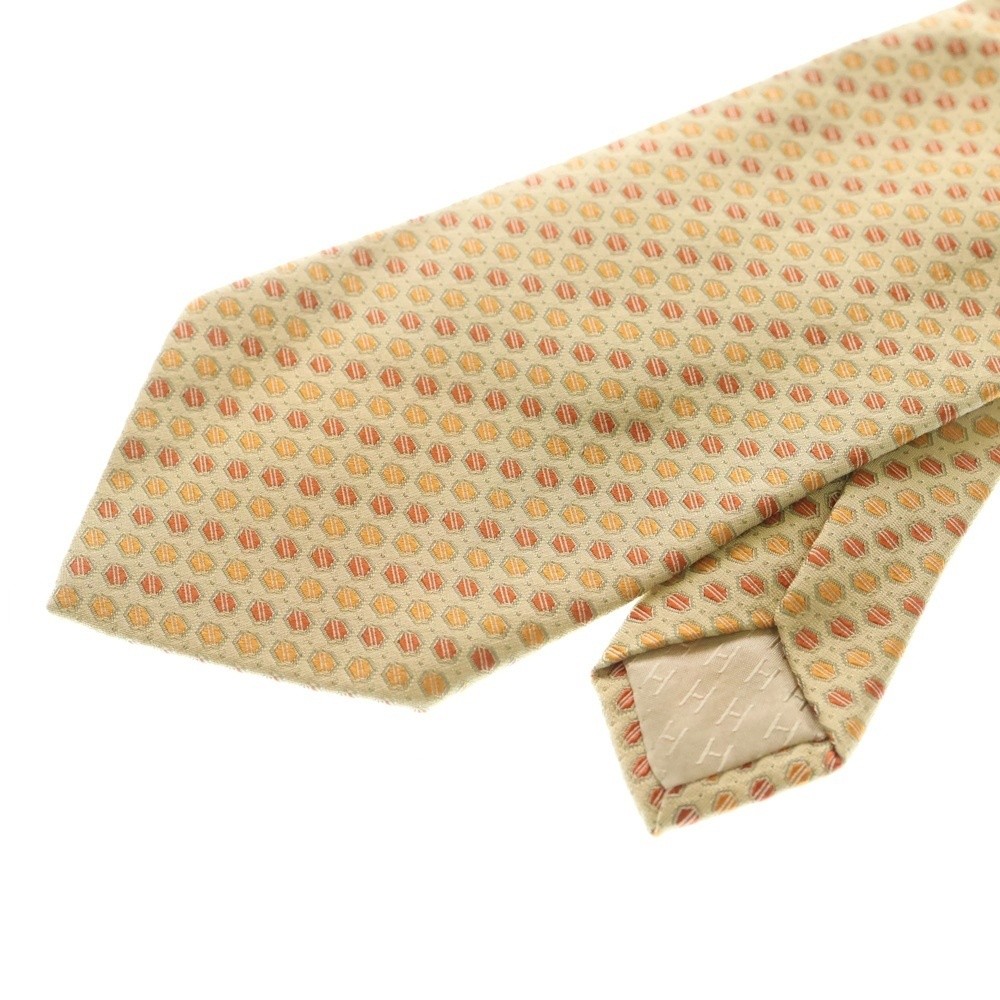 Hermes All-Over Pattern Silk Tie Yellow