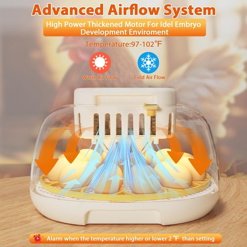 12 Egg Incubator with Auto Egg Turning Humidity & Temperature Control