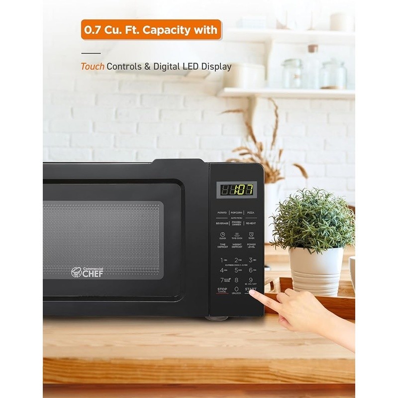 700W Countertop Microwave Digital Controls Quick Cook Timer Turntable Child Lock