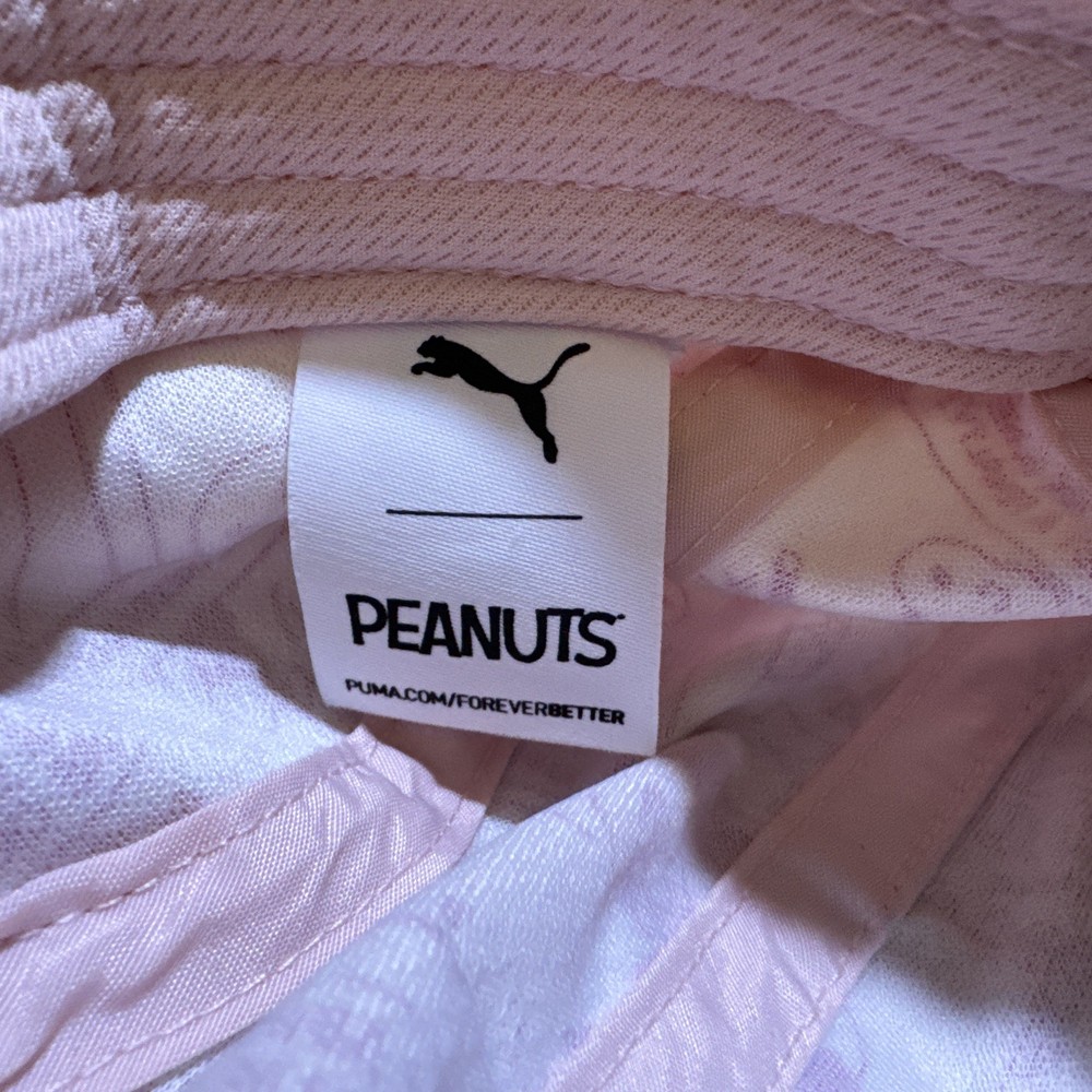 PUMA x PEANUTS Snoopy 5 Panel Kids' Cap Hat Snap Back Red Pink Comic