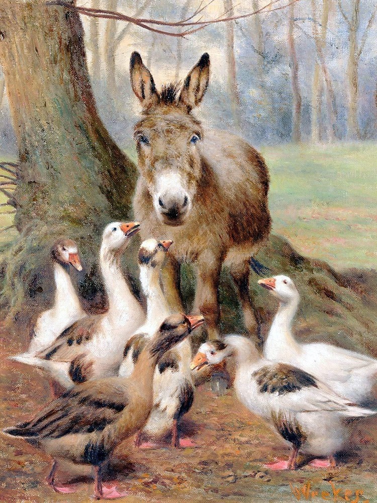 Geese and a Donkey. Secrets by H. Weekes Tile Mural Kitchen Backsplash Ceramic