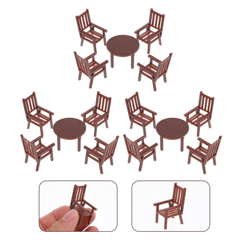4 Sets Mini Table Chair Set Plastic Chair Model Playhouse Decor Accessory
