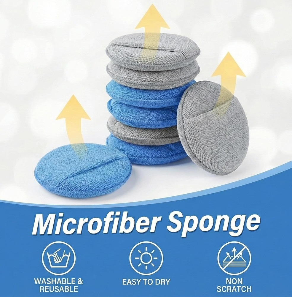 Wax Applicator Pad (15 Pack)，5 Inch Microfiber Wax Applicator Pads，Washable Reus