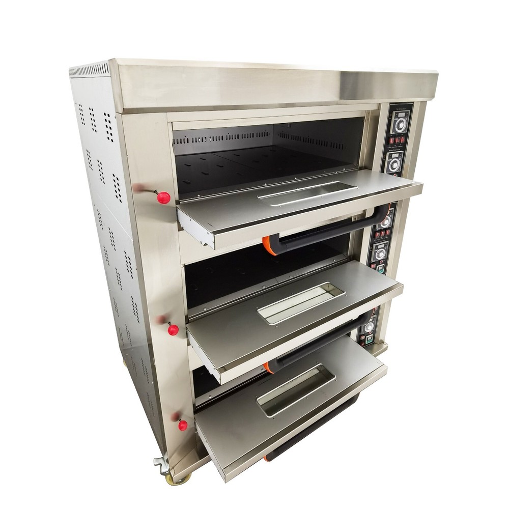 3-Layer 6 Baking Sheets Triple Pizza Oven Independently Control Temperature