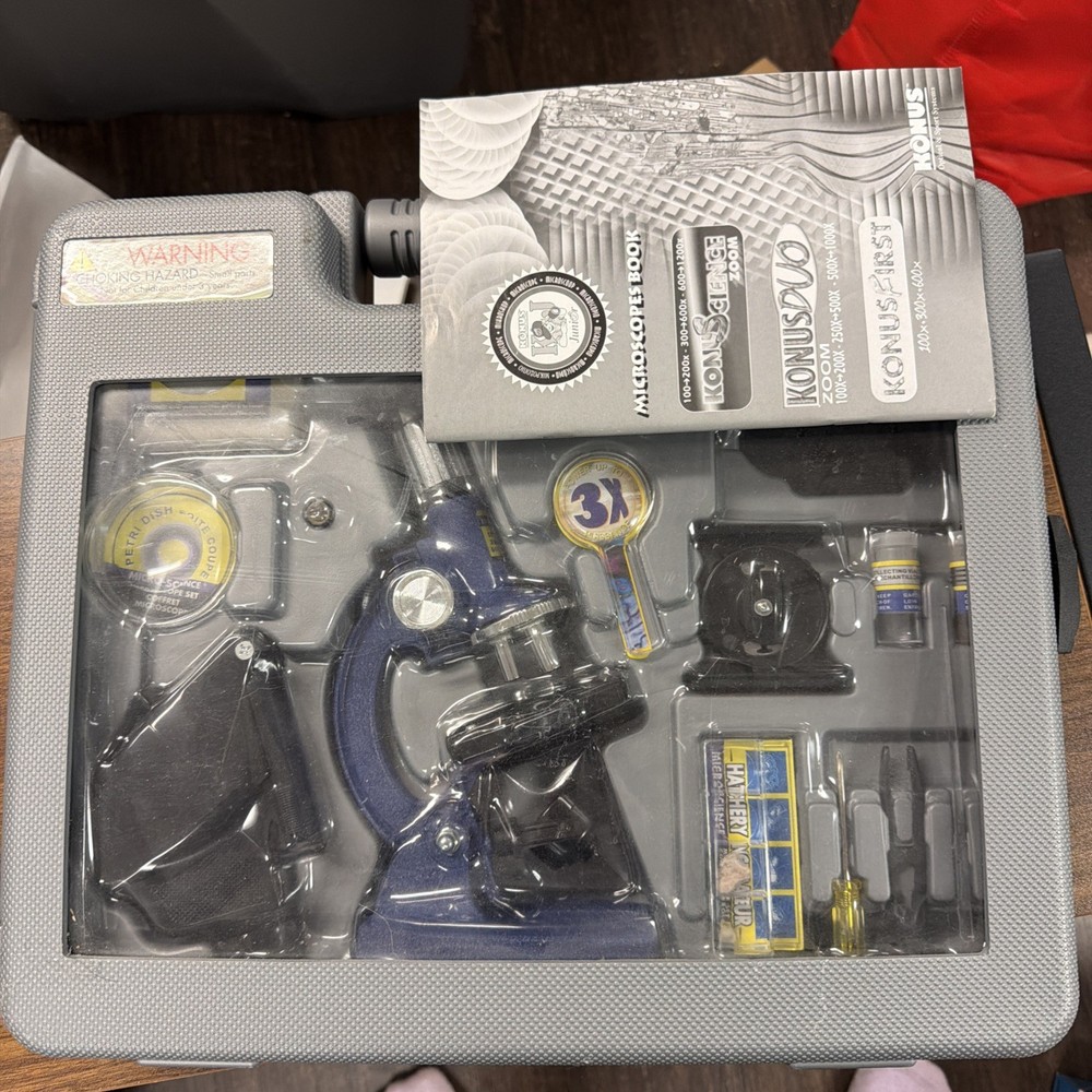 Konus KonuScience Zoom Microscope w/Projector Accessory Kit & Carrying Case NEW