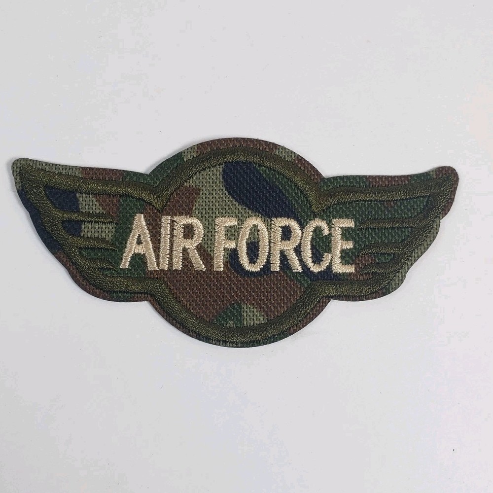 Camouflage Air Force Patch 4" Camo Wings
