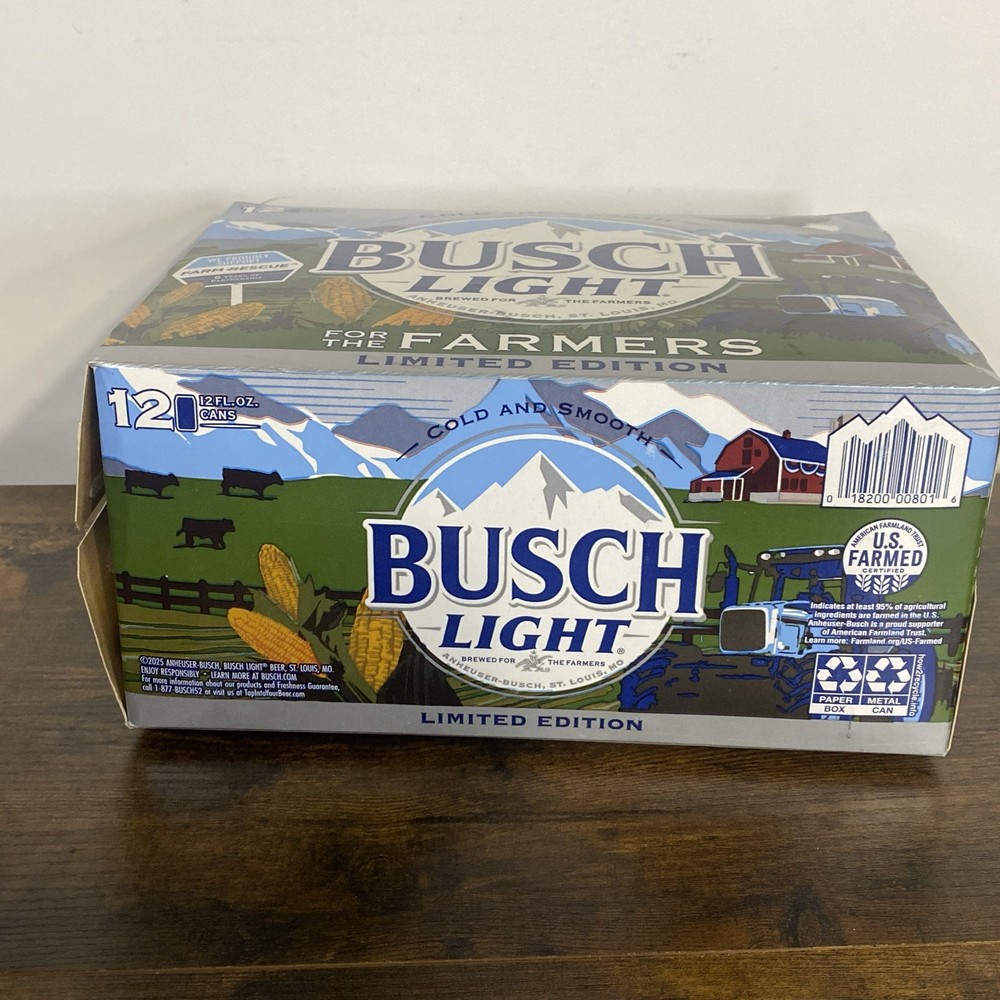 Busch Light For The Farmers Empty 12 Pack Box Limited Edition Man Cave