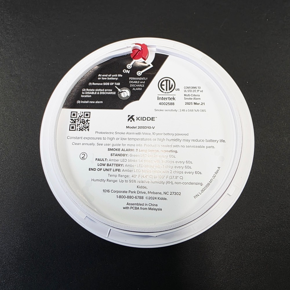 Universal Security Instruments 10-Year Battery Smoke Alarm 2025 Compact