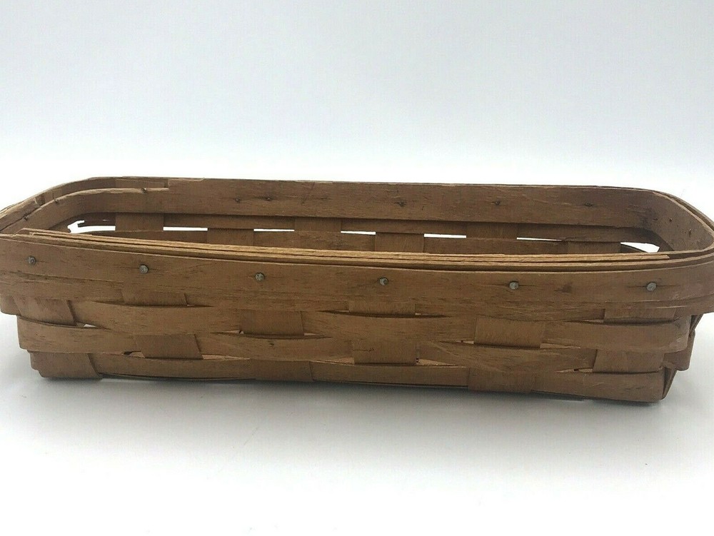 Longaberger Maple Handwoven 1990 Cracker Bread Fruit Basket Signed 11.5" x 5"