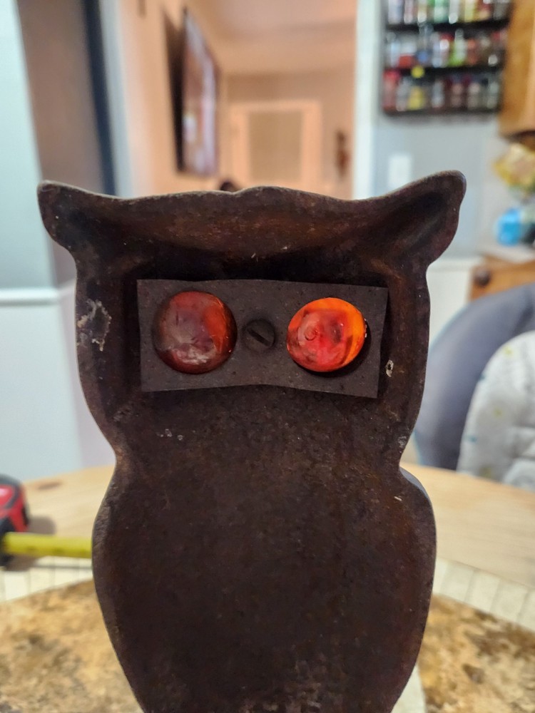 Antique Cast Iron Owl Andirons