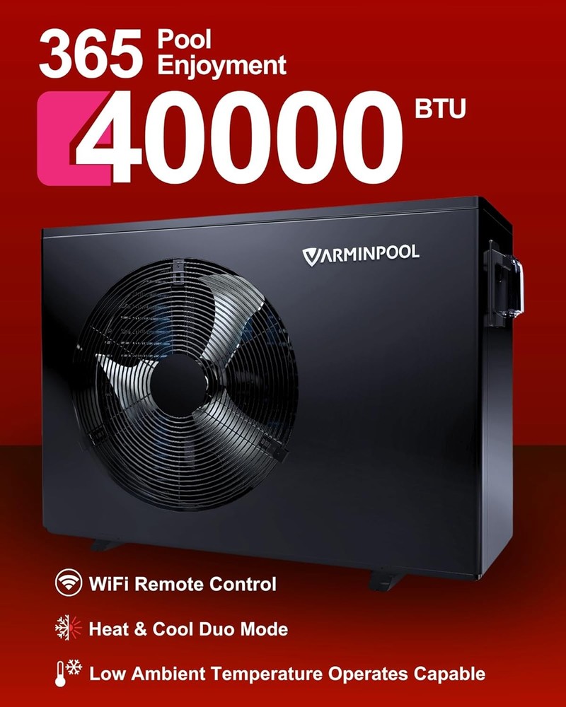 40000BTU Swimming Pool Heat Pump Inground Pool Heater with WIFI Capable Timer