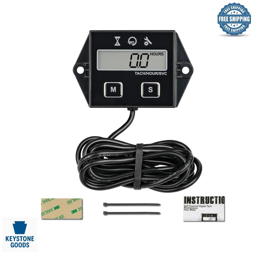 Digital Inductive Tachometer & Hour Meter for Engines & Equipment