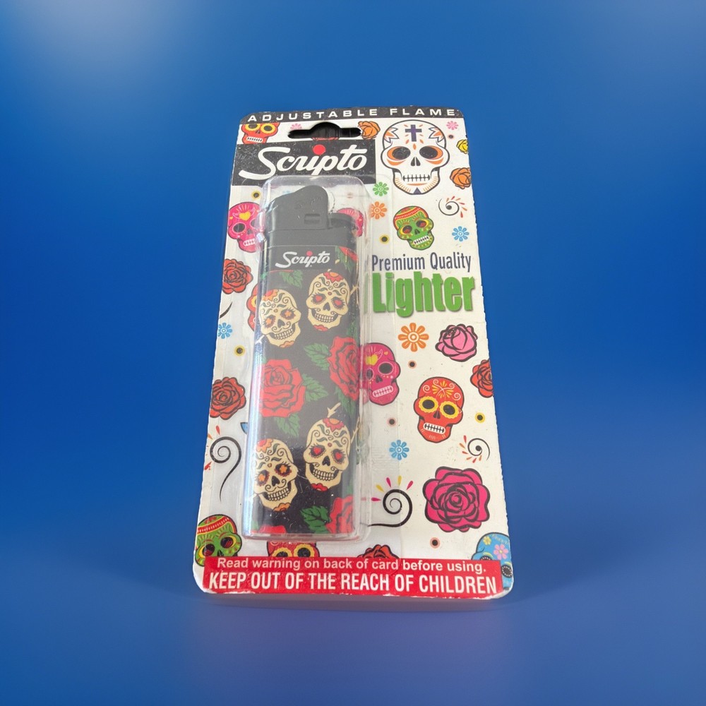 Scripto Premium Quality Lighter *Colorful Skull Design* (Adjustable Flame)