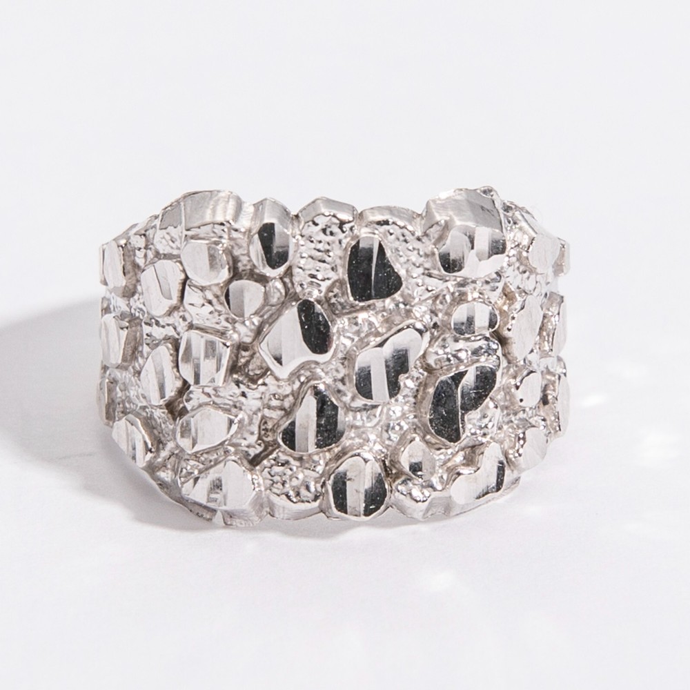 SOLID 10K Gold Large Square Nugget Ring Yellow White Rose Gold