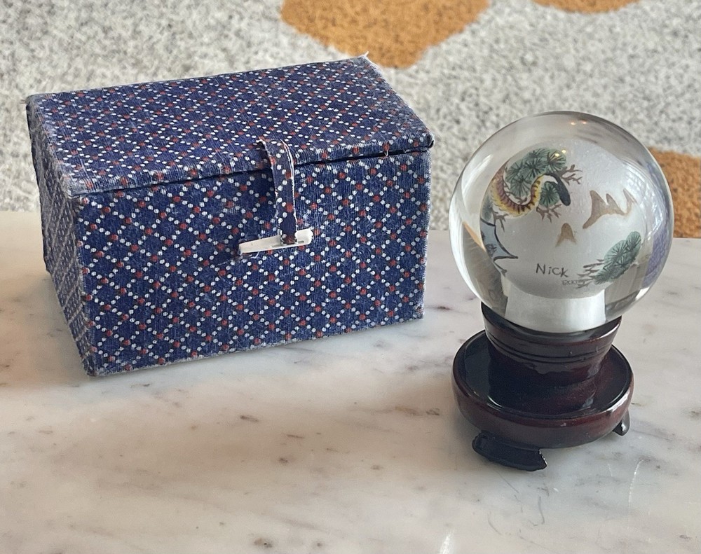 Gorgeous Hand Painted Tiger Design Mini Reverse Painted Crystal Ball